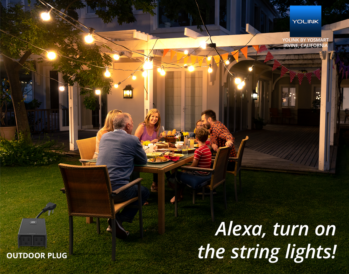 Smart Outdoor Plug, Two Independent Outlets, YoLink Hub Required