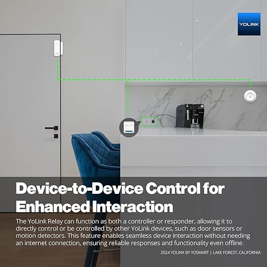 YoLink Relay Switch for Indoor Lighting, Any Home Appliances, Electric Circuits, Office Equipment up to 15A, Real-Time Power Monitor, App Push, Email, SMS, Alexa, Google, IFTTT, HA, Hub Required