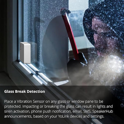 YoLink Smart Vibration Sensor, Shock Sensor, Glass Break, Hub Required